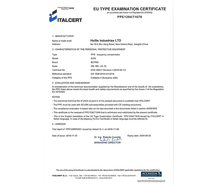 S700 certificate